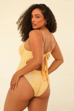 Saltwater Thigh High Cut One Piece -WaveLuxe Store D1908JMNLC GLDT saltwater one piece golden ditsy 3