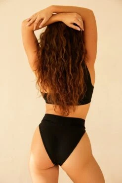 Retro High Cut Cheeky Bikini Bottom -WaveLuxe Store D3182JRMSC BLK RETRO BOTTOM BLACK 3