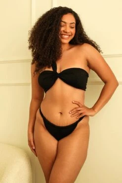 Bisou Cinched Cheeky Bikini Bottom -WaveLuxe Store D3192JRMSC BLK bisou bottom black 1 c016e34a ba01 494e b5bb d6dd977a54e3