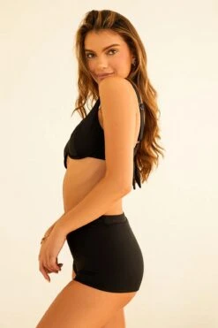 Farrah Elastic Waist Booty Short -WaveLuxe Store D3251JRMSC BLK farrah short black 2