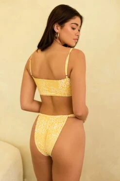 Mirage V-Cut Neckline Bikini Top -WaveLuxe Store D4057JMNLC GLDT mirage top golden ditsy 3