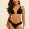 Isla Ruffle Triangle Bikini Top -WaveLuxe Store D4206JRBOD BLKR isla top black rib 1
