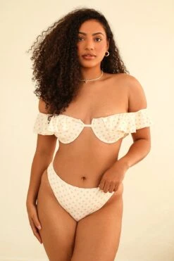 Kate Off-Shoulder Underwire Bikini Top -WaveLuxe Store D4235JMNLC DPNK kate top dotted pink 1