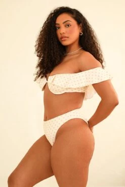 Kate Off-Shoulder Underwire Bikini Top -WaveLuxe Store D4235JMNLC DPNK kate top dotted pink 2