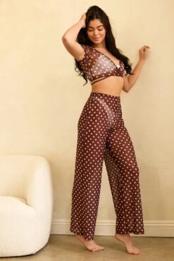 That Girl Pant -WaveLuxe Store D5101JMEOD DBRO that girl pant dotted brown 1