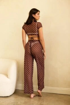 That Girl Pant -WaveLuxe Store D5101JMEOD DBRO that girl pant dotted brown 2