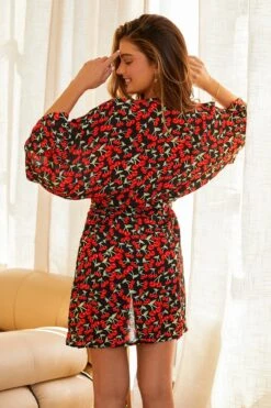 Marilyn Cover-Up Belted Robe -WaveLuxe Store D5150JCROD CHER marilyn robe cherise 4