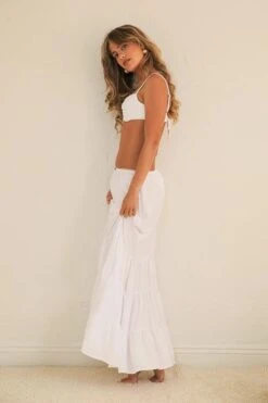 Claire Tiered Maxi Skirt -WaveLuxe Store D8110JCCOD WHT claire skirt white 2