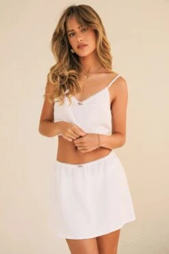 Best Wishes Mini Length Skirt -WaveLuxe Store D8111JSNOD WHT best wishes skirt white 1