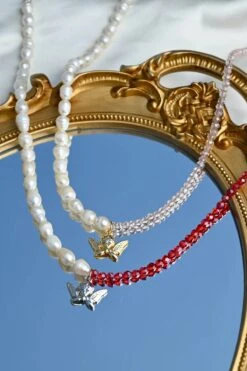 Dreamsbaby Jewels X Dippin Daisys Silver Cherub Necklace 9 Dreamsbaby Jewels X Dippin Daisys Silver Cherub Necklace -WaveLuxe Store DDBJCN RED silver cherub necklace red 2