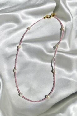 Dreamsbaby Jewels X Dippin Daisys Dainty Beaded Necklace 10 Dreamsbaby Jewels X Dippin Daisys Dainty Beaded Necklace -WaveLuxe Store DDBJSBPN PNK dainty beaded necklace pink 3