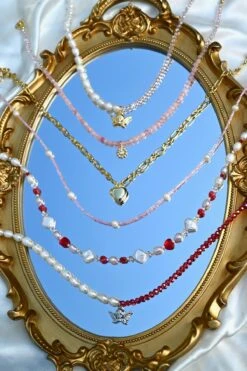 Dreamsbaby Jewels X Dippin Daisys Dainty Beaded Necklace 11 Dreamsbaby Jewels X Dippin Daisys Dainty Beaded Necklace -WaveLuxe Store DDBJSBPN PNK dainty beaded necklace pink 4