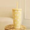 Daisy Printed Tumbler 2 Daisy Printed Tumbler -WaveLuxe Store DDTMBLR VNLA daisy printed tumbler vanilla 1