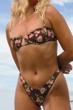 Seaport High Cut Thong Bikini Bottom -WaveLuxe Store SEAPORT BOTTOM ROSEBUD3