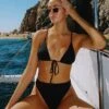 Seashore High Waist Cheeky Bikini Bottom -WaveLuxe Store SEASHORE BOTTOM BLACK